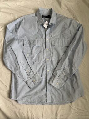 NWT Abercrombie & Fitch Men’s Striped Utility Oxford Shirt - Medium - Blue/White